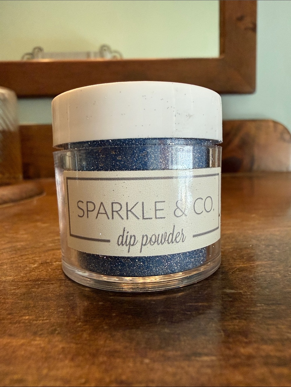 Sparkle & Co. Reign in the Rain Navy Blue and Gold Glitter Nail Dip Powder